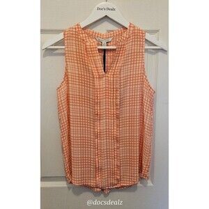 41 Hawthorn Sleeveless Blouse Orange and White Gingham Women's Petite XS